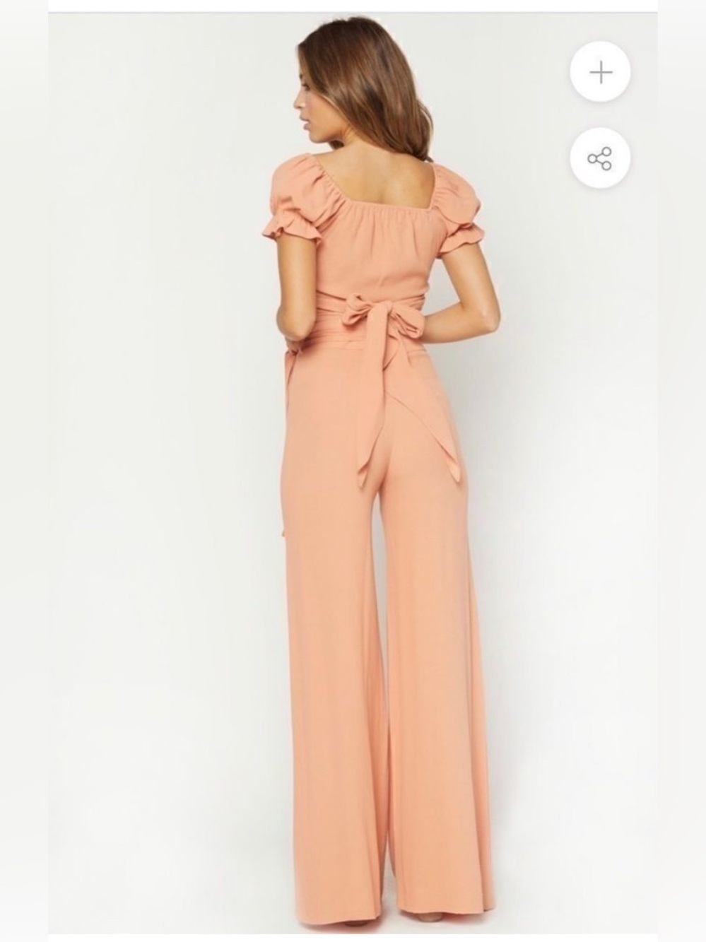 Flynn Skye Peach Wide-Leg Jumpsuit with Tie Waist - Picture 2 of 10